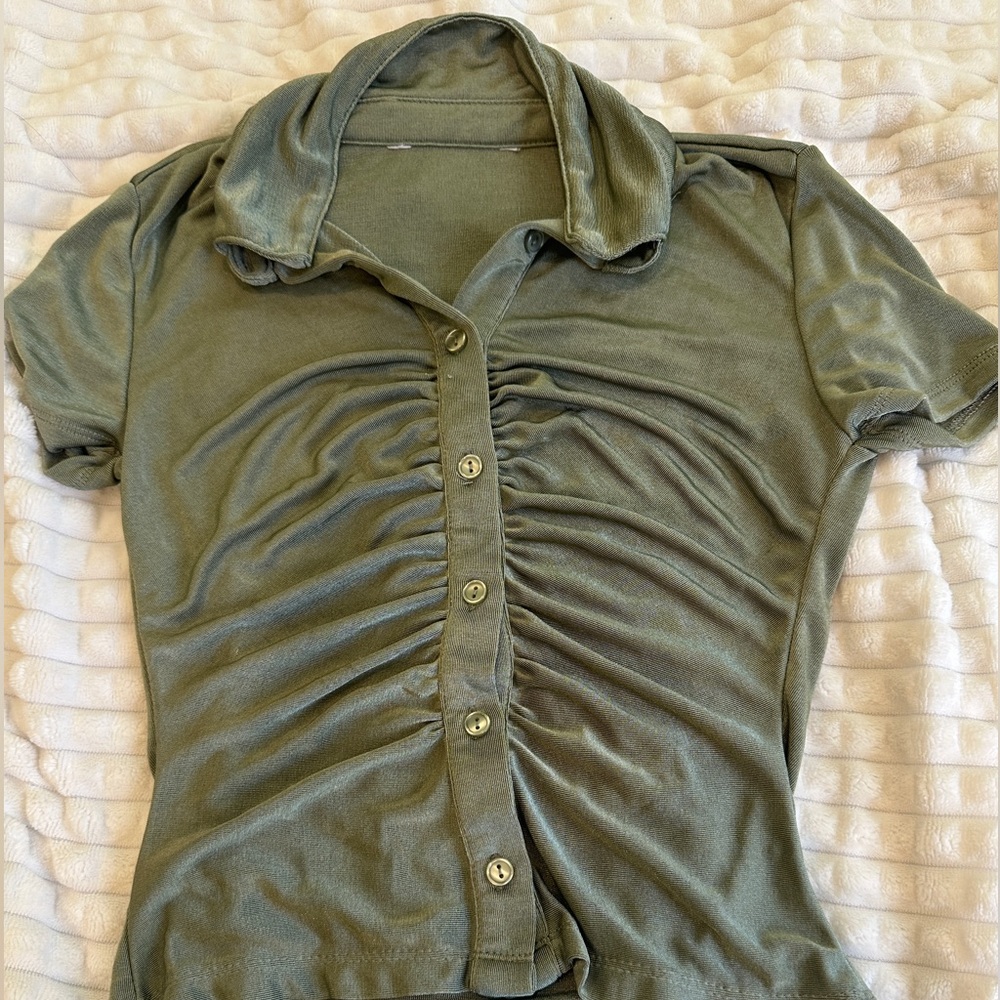 Kohl’s Juniors SO Ruched Front Button Down Shirt